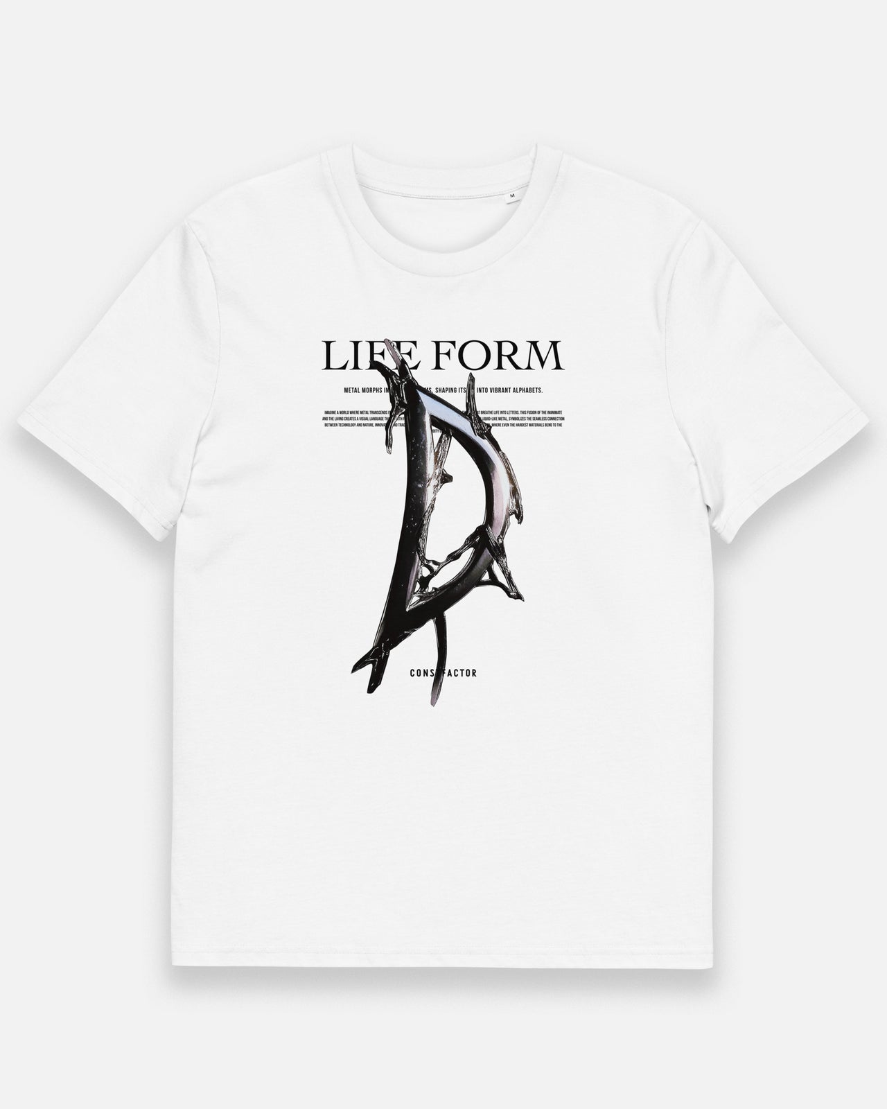 オーガニックコットンTシャツ【D：Life form Alphabet】（1530766）ホワイト