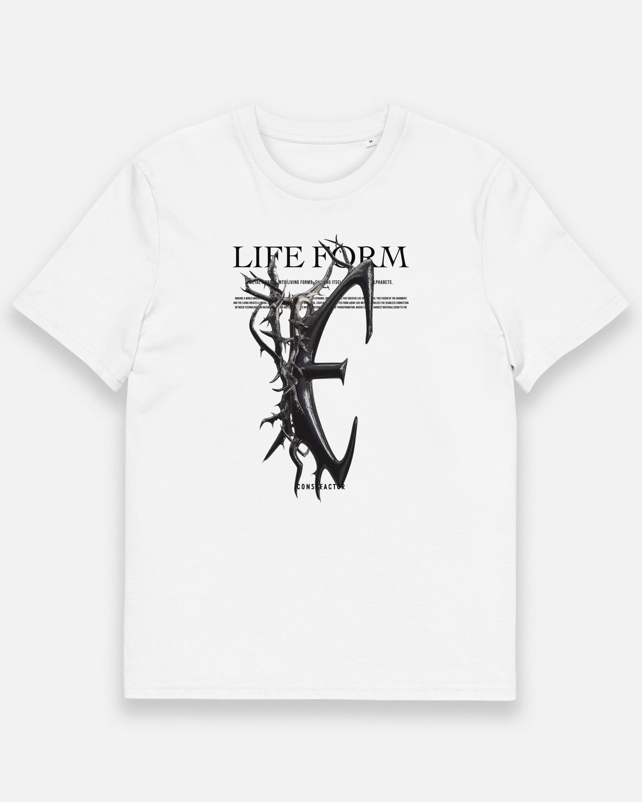 オーガニックコットンTシャツ【E：Life form Alphabet】（2668216）ホワイト