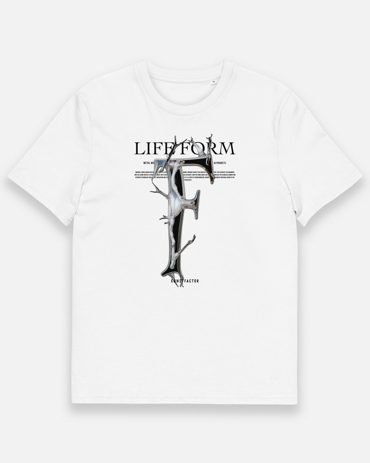 オーガニックコットンTシャツ【F：Life form Alphabet】（4854915）ホワイト