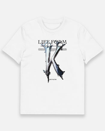 オーガニックコットンTシャツ【K：Life form Alphabet】（7371420）ホワイト