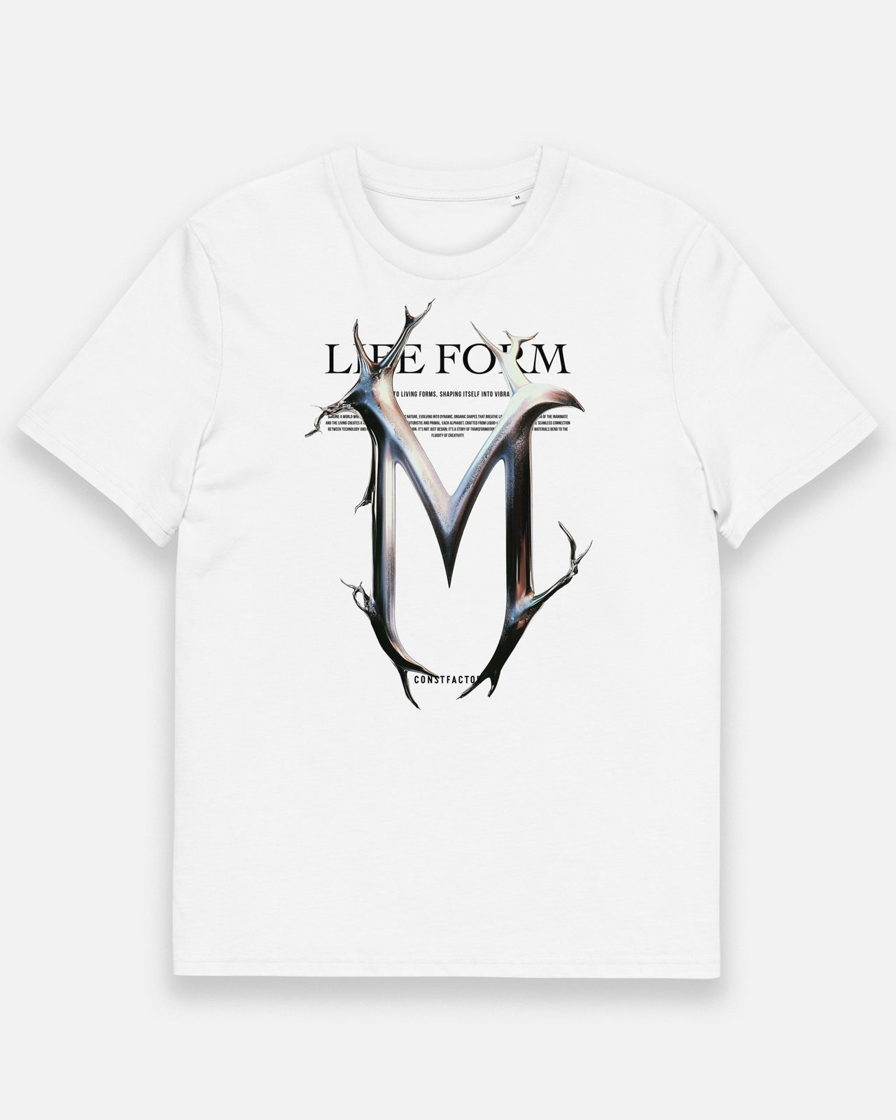 オーガニックコットンTシャツ【M：Life form Alphabet】（9736144）ホワイト