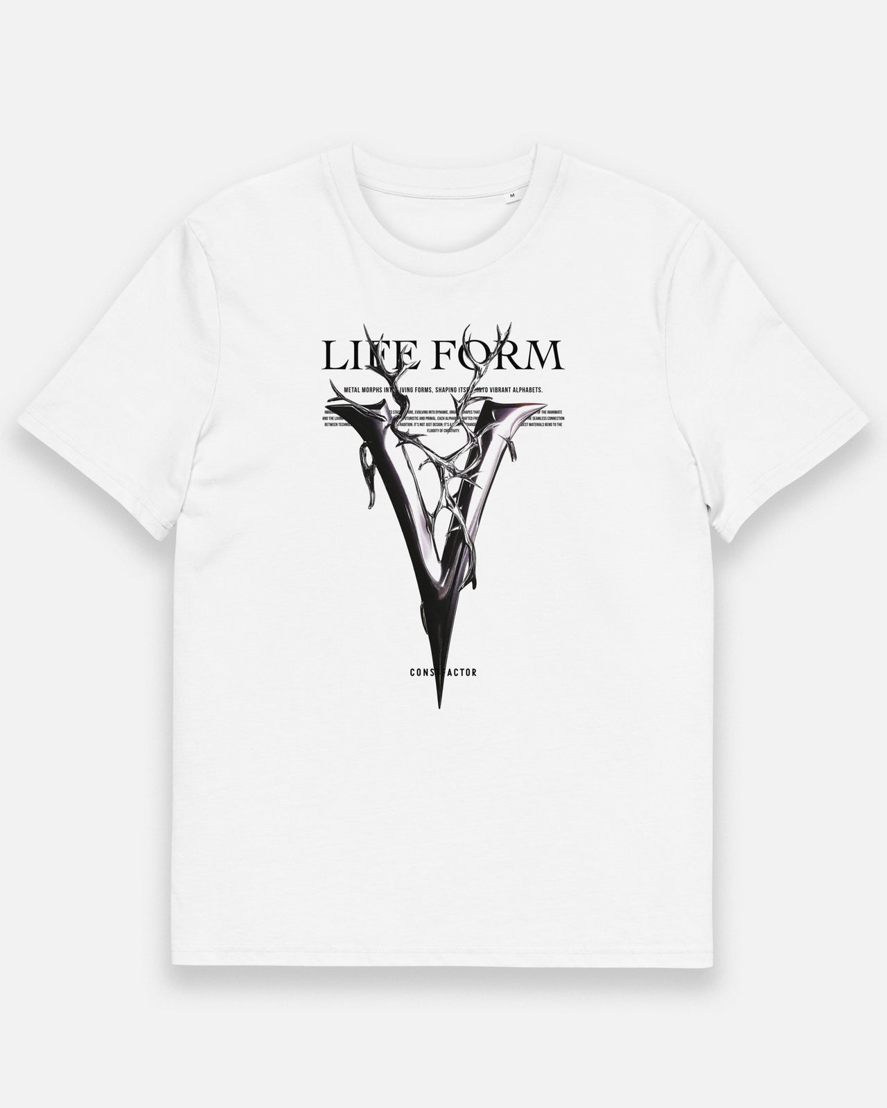 オーガニックコットンTシャツ【V：Life form Alphabet】（1068389）ホワイト