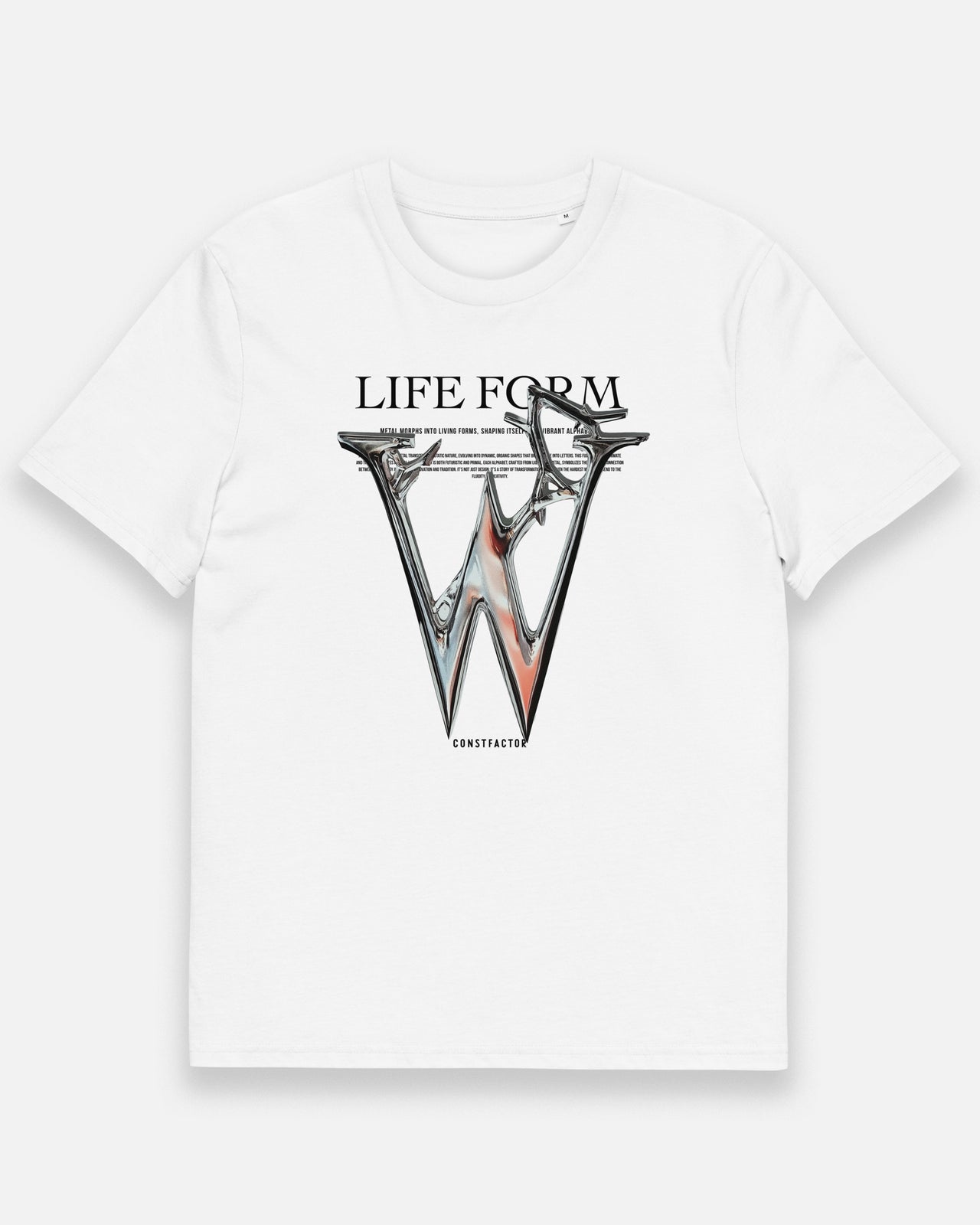 オーガニックコットンTシャツ【W：Life form Alphabet】（9798002）ホワイト